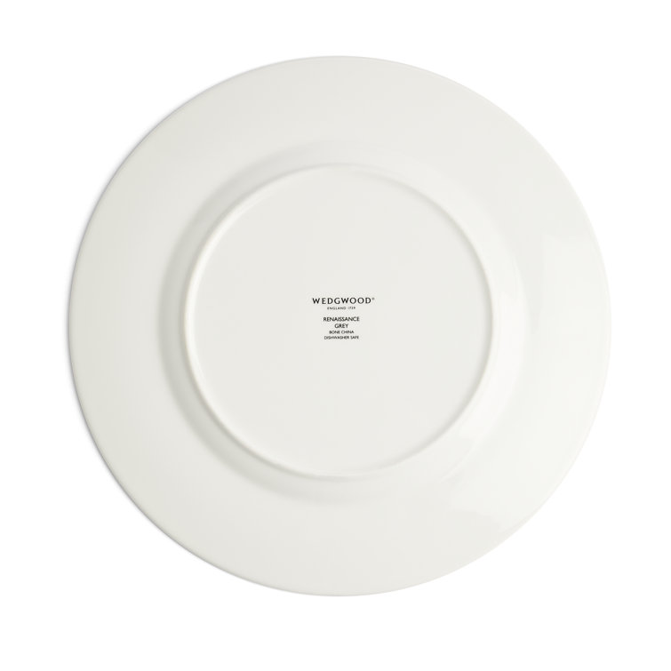 Gold-Trimmed White Porcelain Dinner Plate