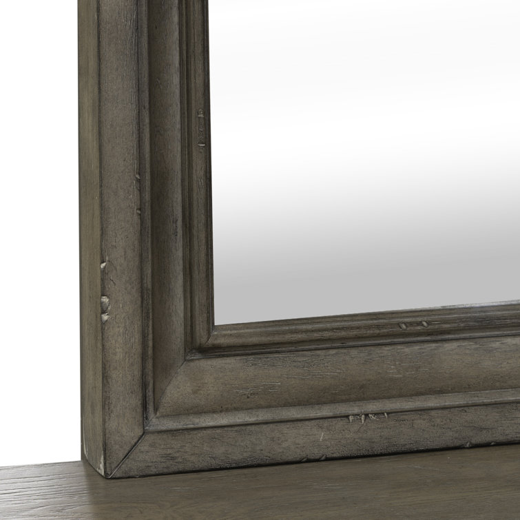 Dusty Taupe Oak Veneer Queen Panel Bed Set with Dresser and Mirror