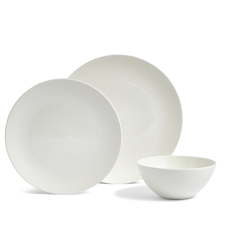 Elegant White Porcelain 12-Piece Dinnerware Set for 4