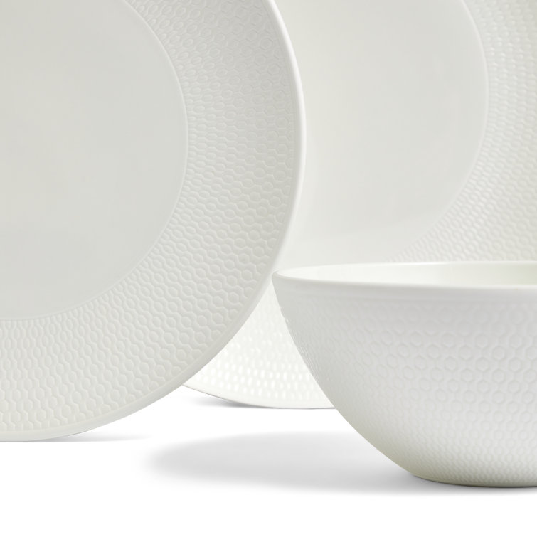 Elegant White Porcelain 12-Piece Dinnerware Set for 4