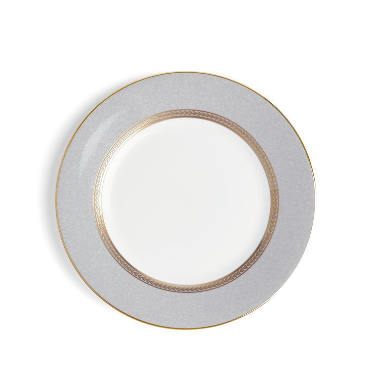 Gray Porcelain Salad Plate with 22-Karat Gold Detailing
