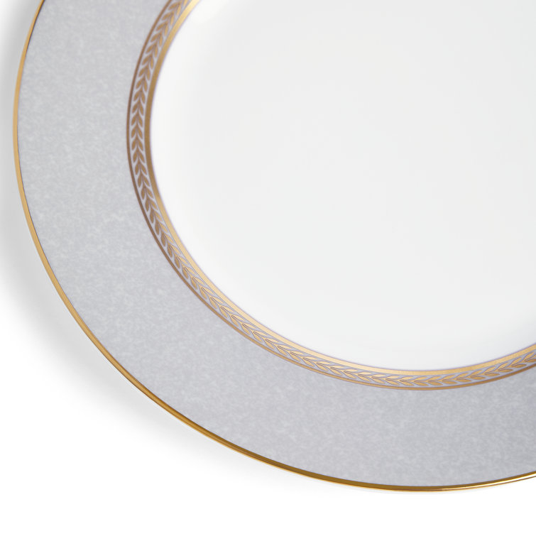 Gray Porcelain Salad Plate with 22-Karat Gold Detailing