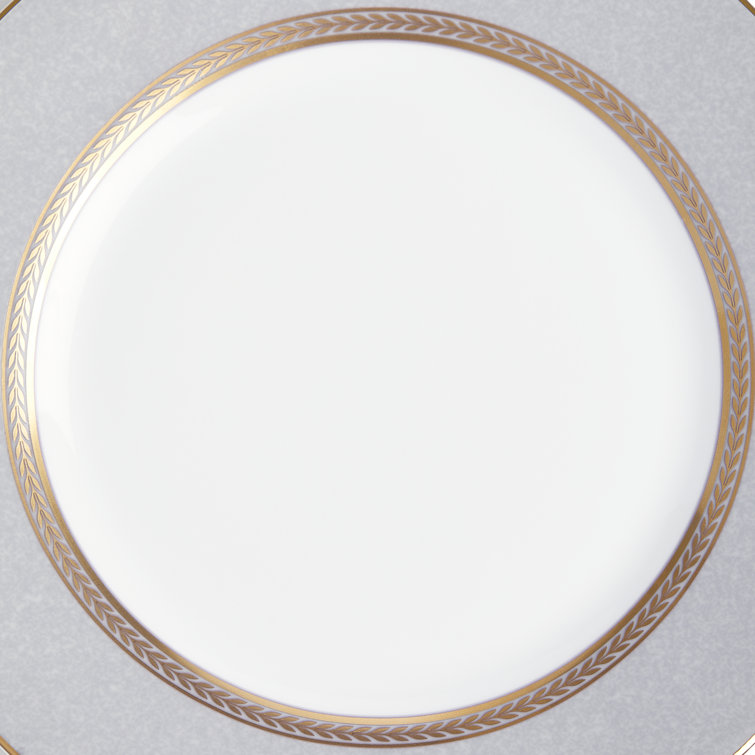 Gray Porcelain Salad Plate with 22-Karat Gold Detailing