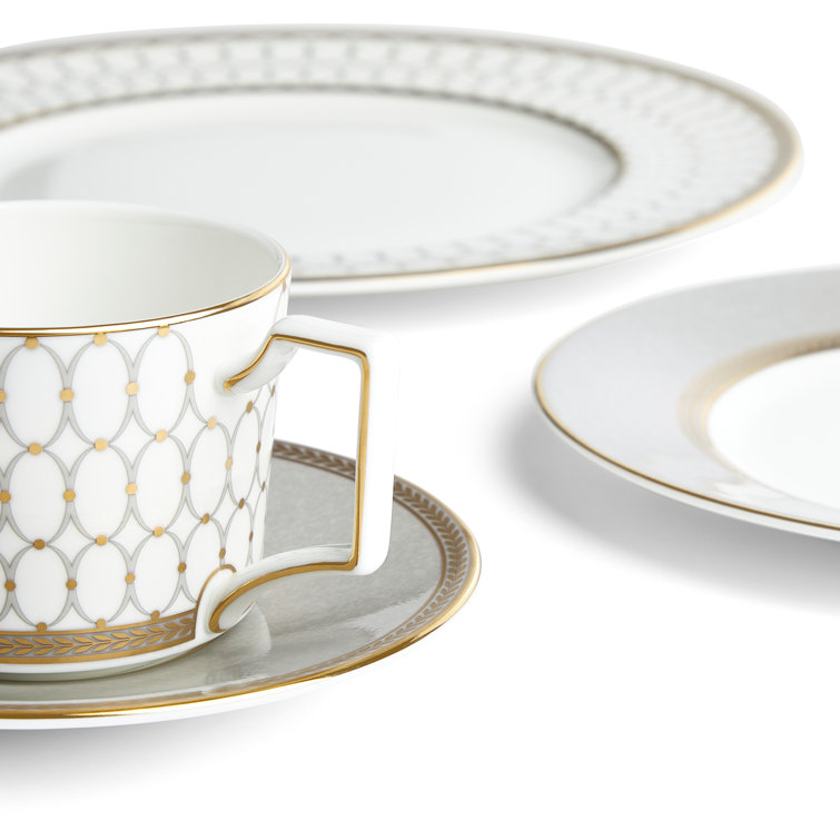 Renaissance Gray and Gold 5-Piece Porcelain Place Setting