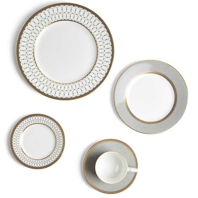 Renaissance Gray and Gold 5-Piece Porcelain Place Setting