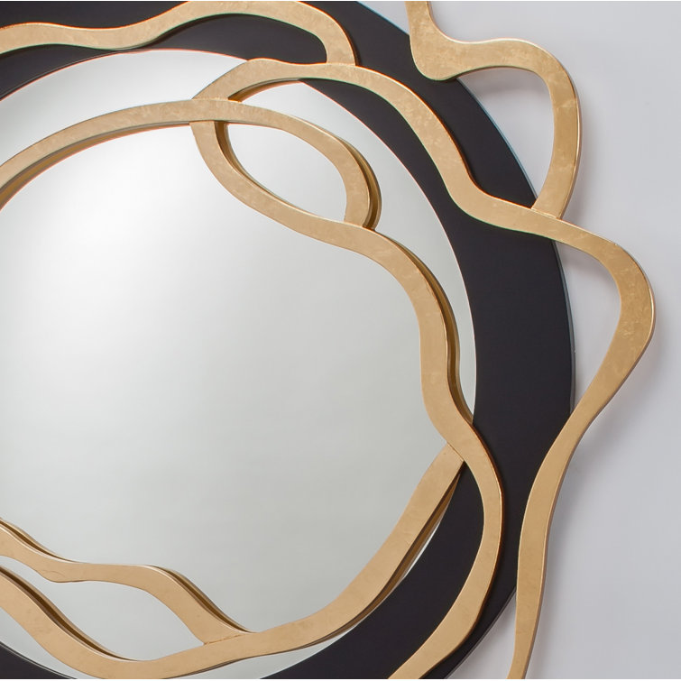 Gold and Black Wood Floating Accent Mirror