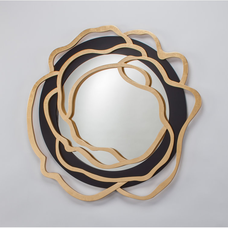 Gold and Black Wood Floating Accent Mirror