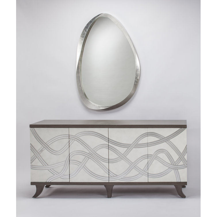 72'' Frosty White and Smoky Gray Traditional Sideboard