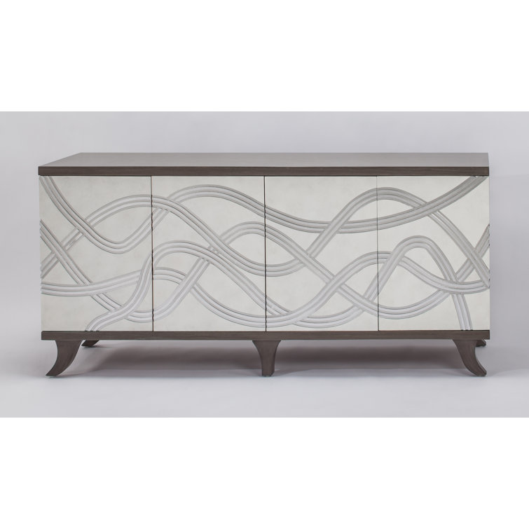 72'' Frosty White and Smoky Gray Traditional Sideboard