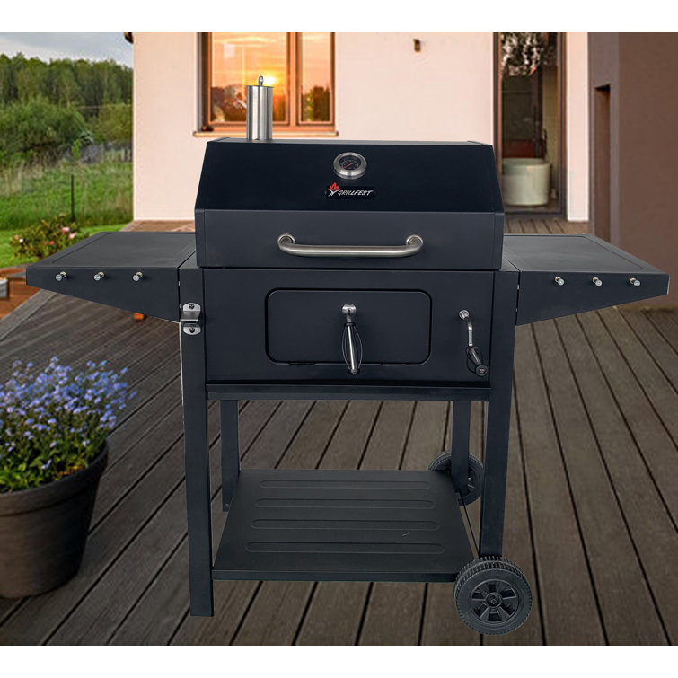 Grillfest Black 52.5'' Portable Charcoal Cart Grill