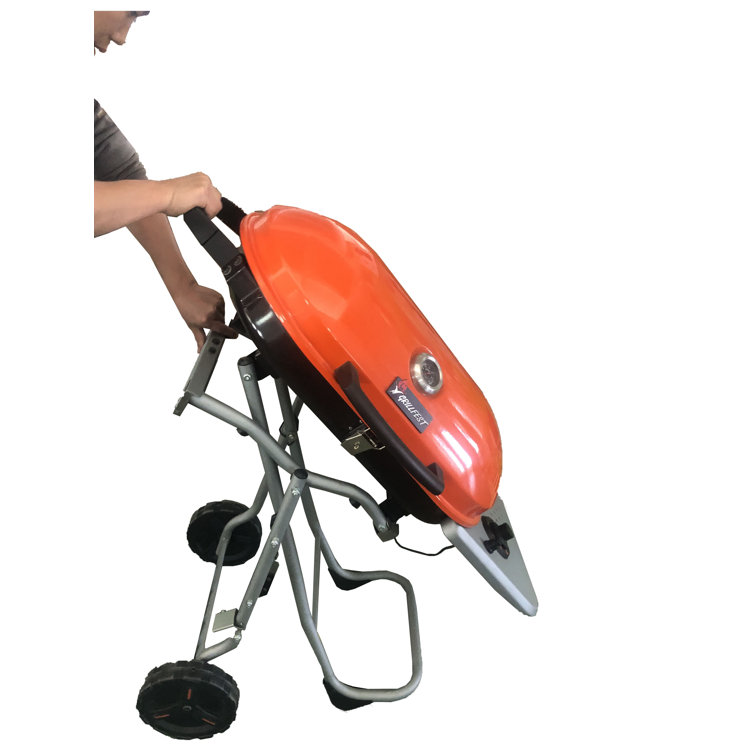 Orange Portable Folding Propane Gas Grill with Side Table