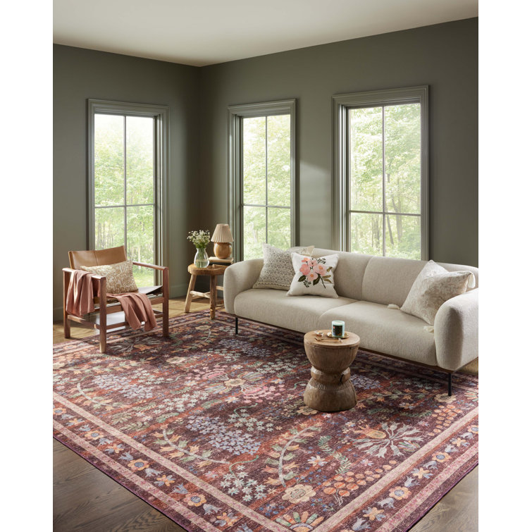 Maison Frances Red Square Synthetic Easy Care Rug