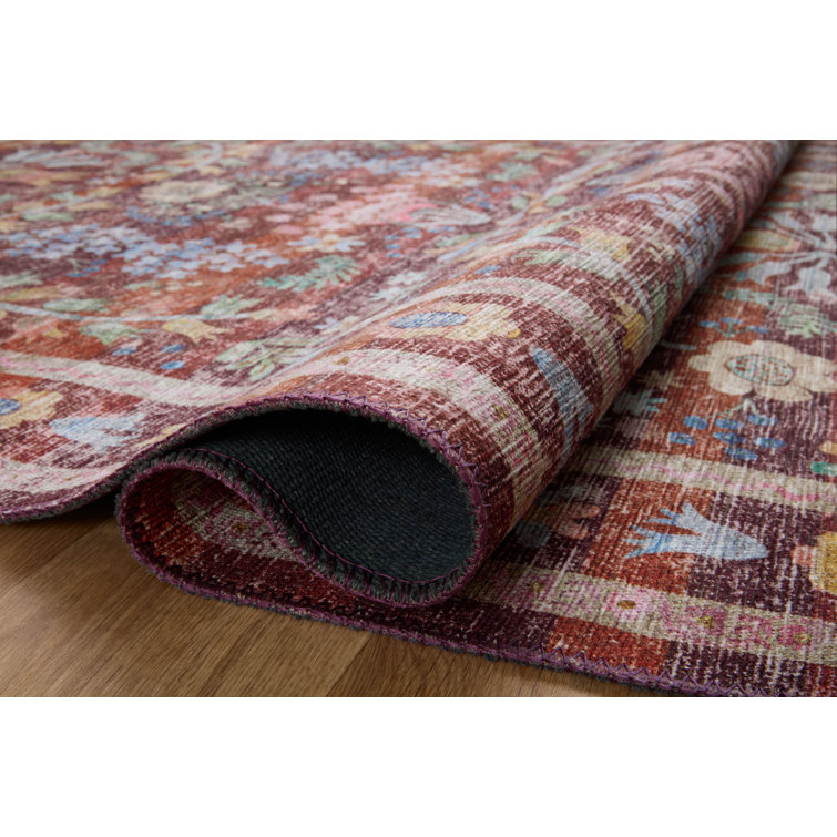 Maison Frances Red Square Synthetic Easy Care Rug