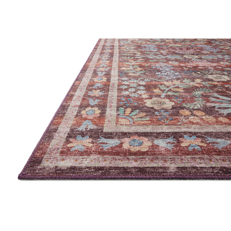 Maison Frances Red Square Synthetic Easy Care Rug
