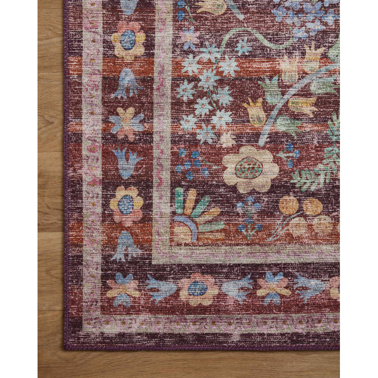 Maison Frances Red Square Synthetic Easy Care Rug