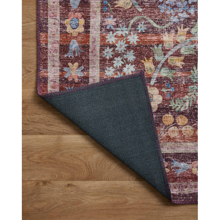 Maison Frances Red Square Synthetic Easy Care Rug