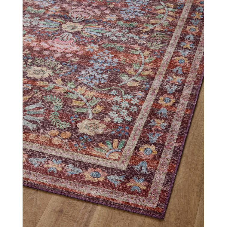 Maison Frances Red Square Synthetic Easy Care Rug