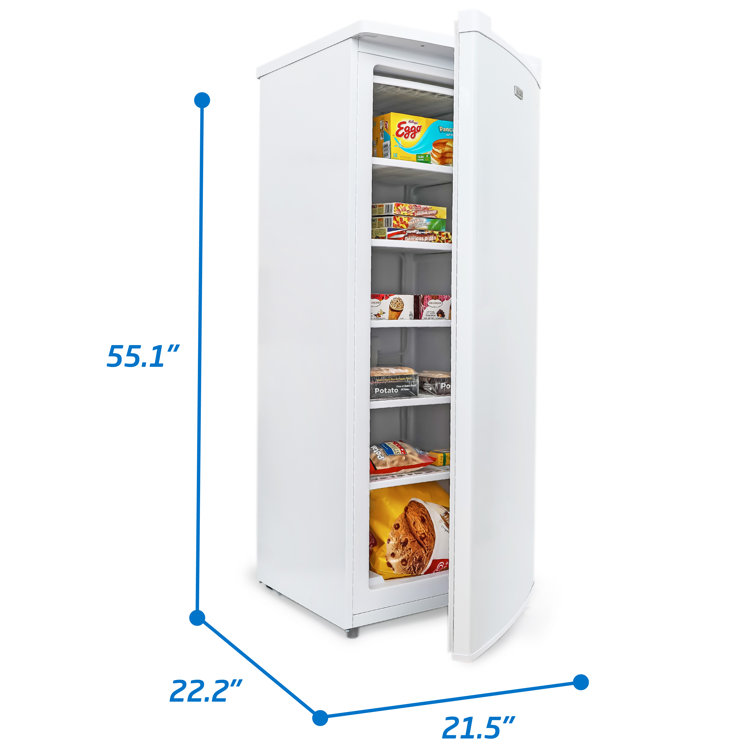 Compact White 6.0 Cu.Ft. Upright Freezer with Adjustable Thermostat
