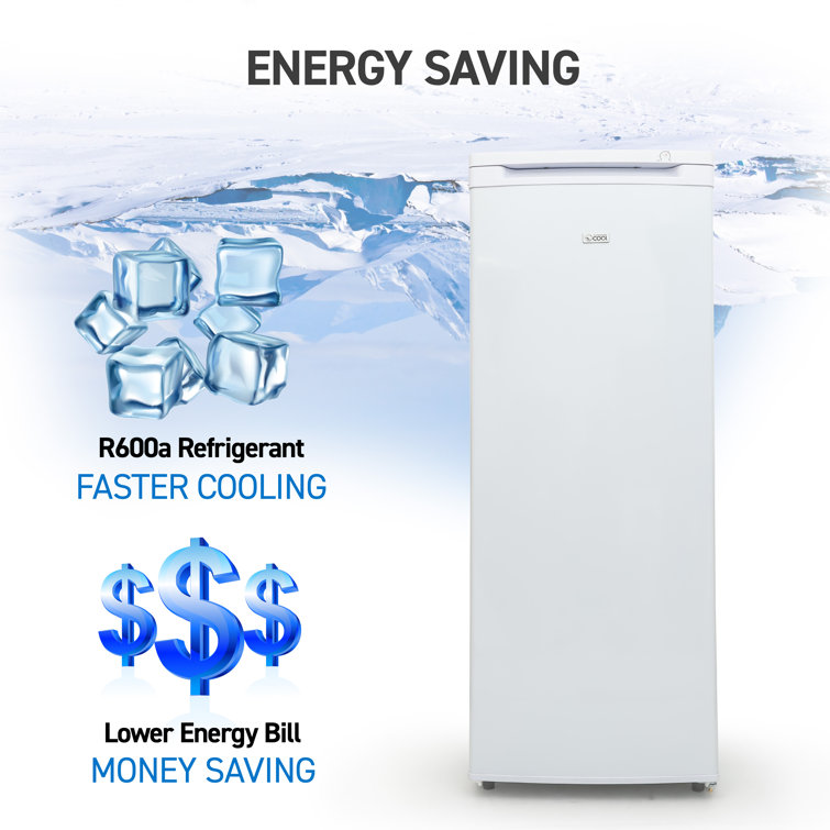 Compact White 6.0 Cu.Ft. Upright Freezer with Adjustable Thermostat