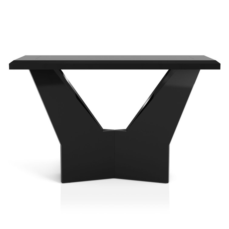 Ayleigh 47.25'' Black Glass Top Console Table with Sculptural Base