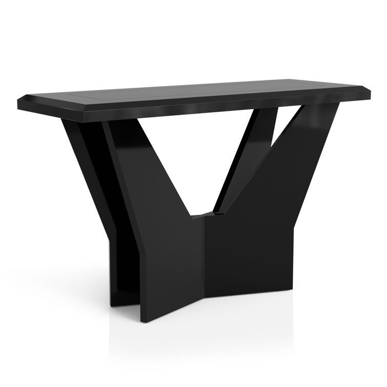 Ayleigh 47.25'' Black Glass Top Console Table with Sculptural Base