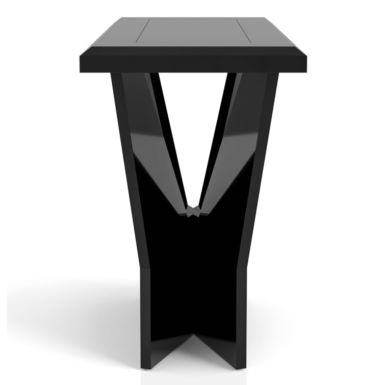 Ayleigh 47.25'' Black Glass Top Console Table with Sculptural Base