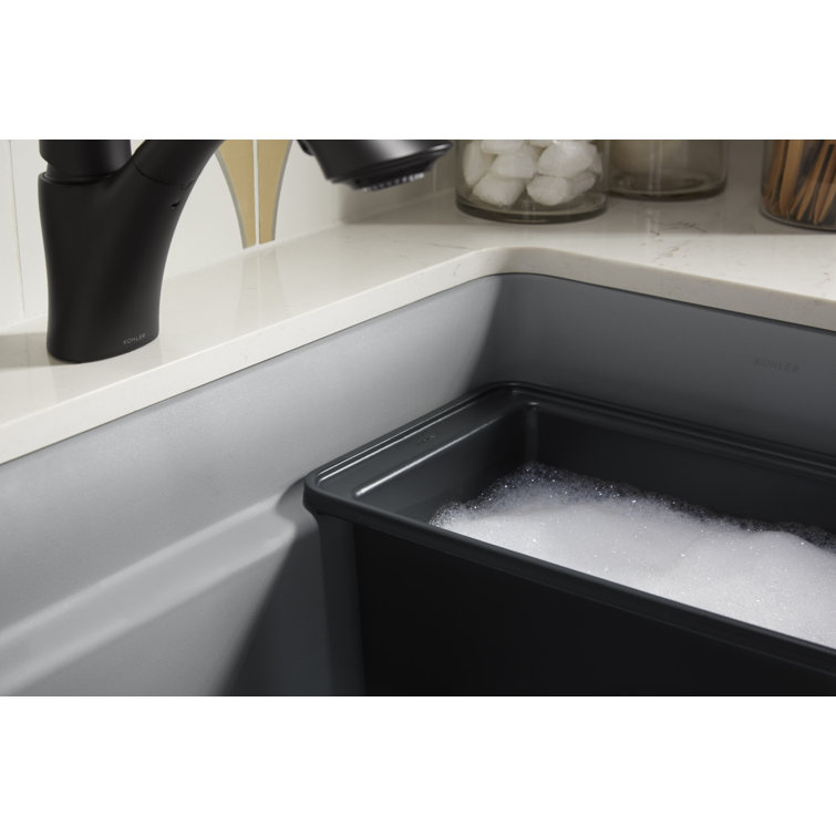 Matte Taupe Cast Iron Undermount Utility Sink with Deep Bowl