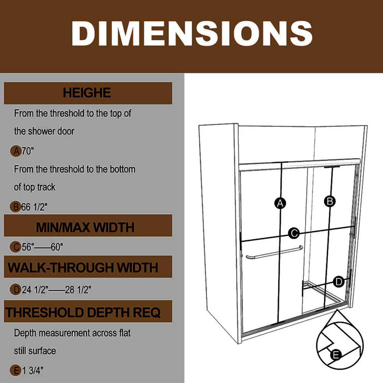 Matte Black Framed Sliding Shower Door with Clear Glass