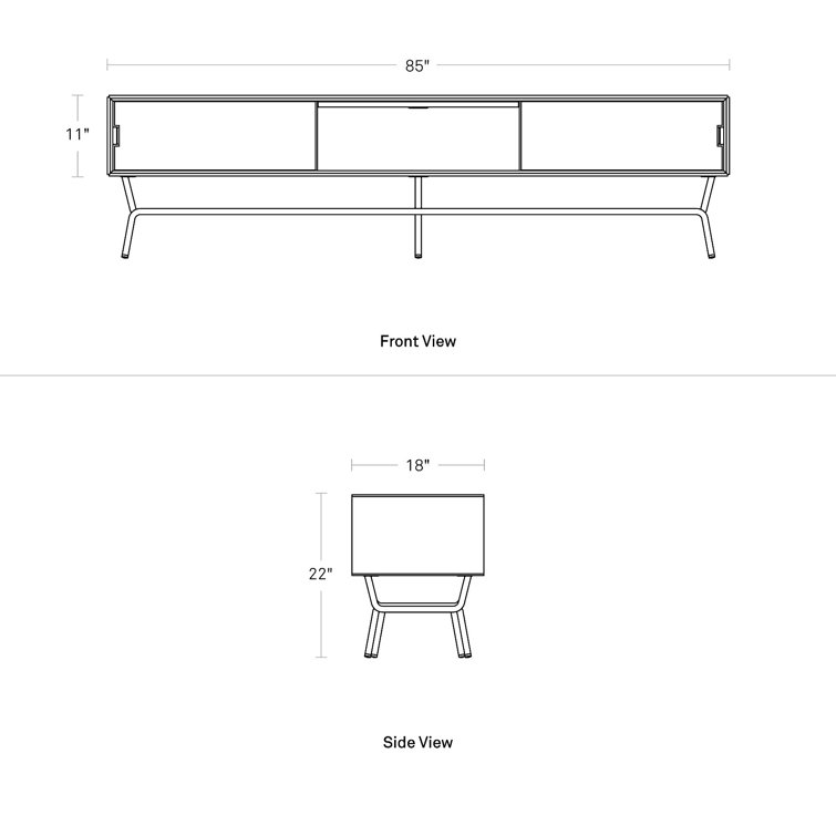 Marine Blue Long and Low Steel Buffet Table
