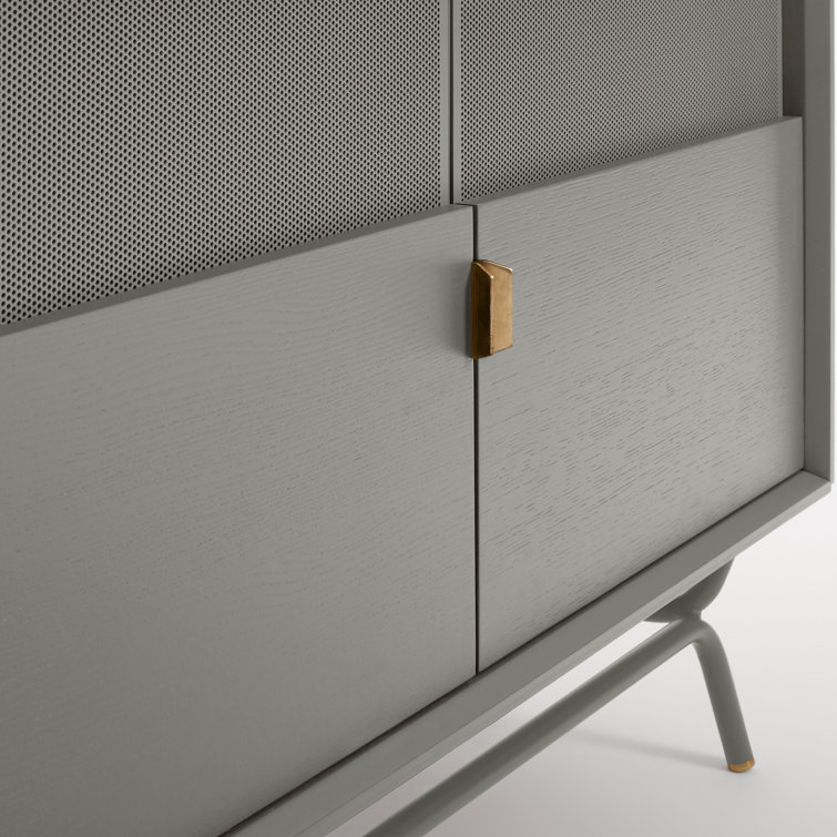 Risk-Averse Gray 48" TV Stand with Brass Details and Cabinet