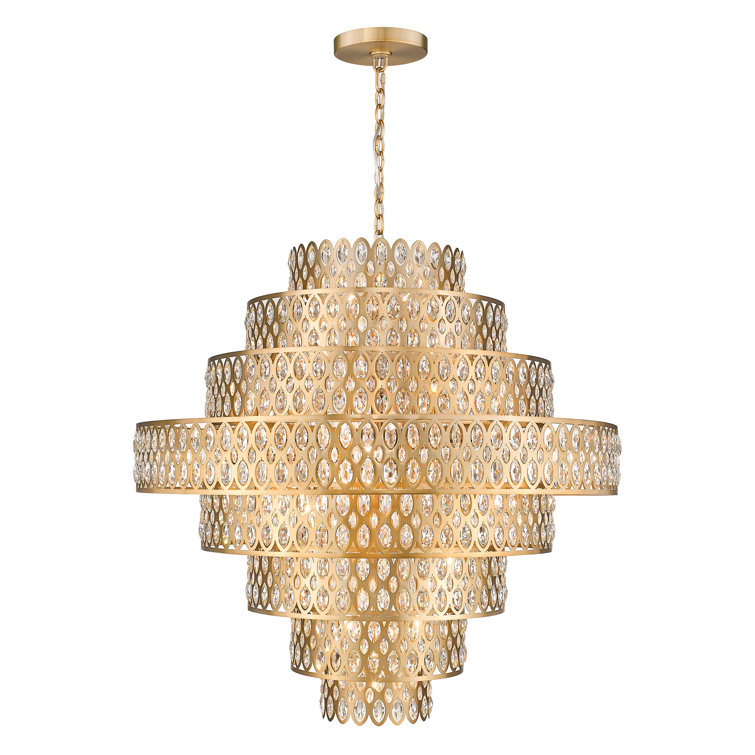 Heirloom Brass and Crystal 25-Light Chandelier Pendant