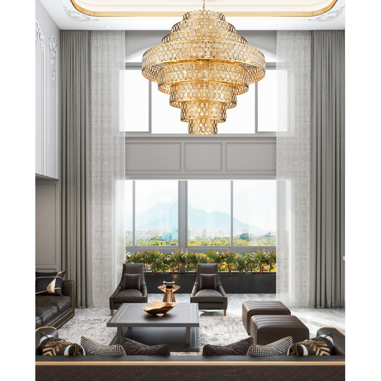 Heirloom Brass and Crystal 25-Light Chandelier Pendant