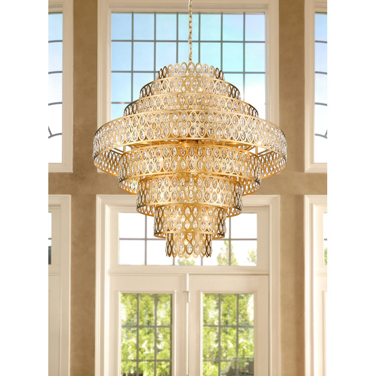 Heirloom Brass and Crystal 25-Light Chandelier Pendant