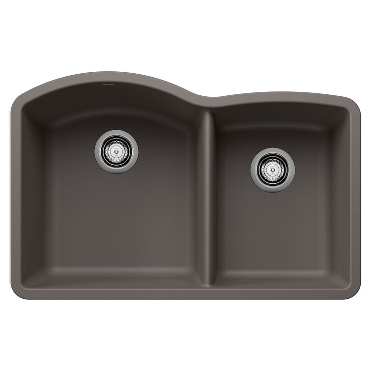 Volcano Gray Stone Double Bowl Undermount Kitchen Sink