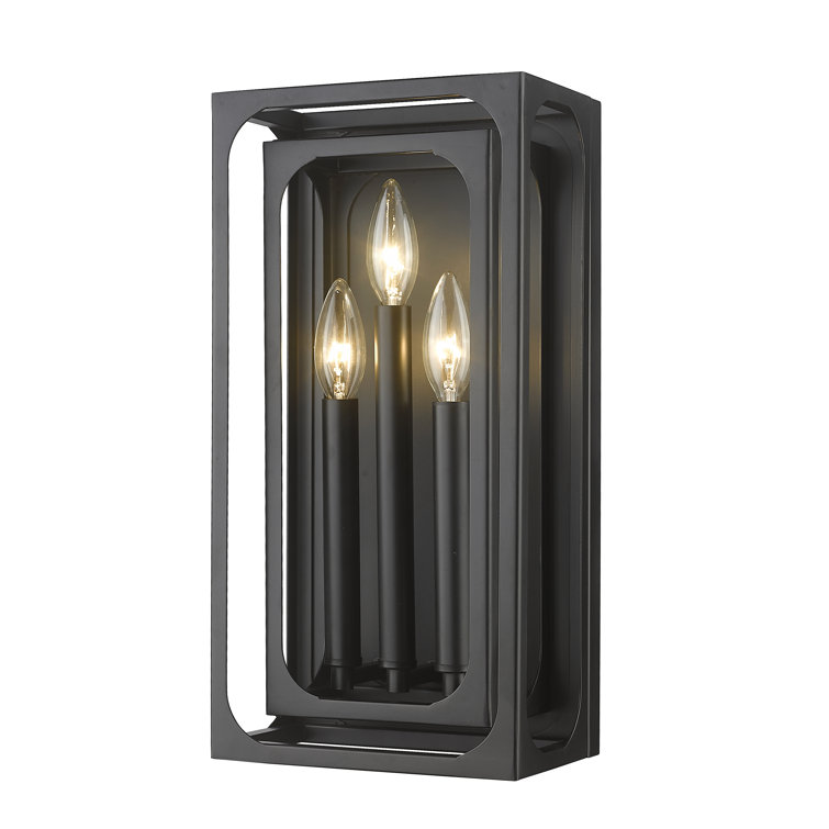 Matte Black Steel 3-Light Candle Wall Sconce
