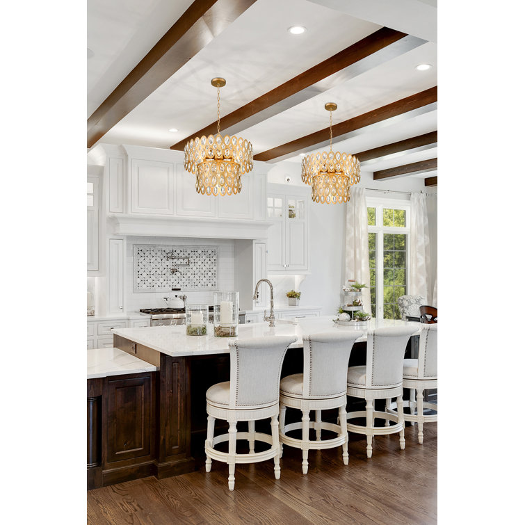 Modern Heirloom Brass and Crystal 5-Light Chandelier Pendant
