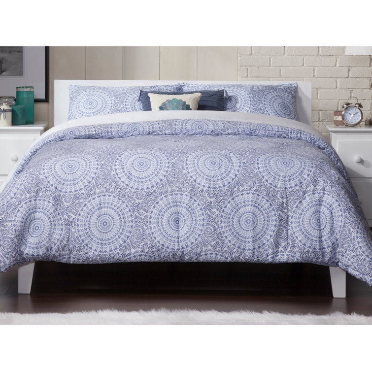 White Full Mid-Century Modern Wood Platform Bed with Headboard