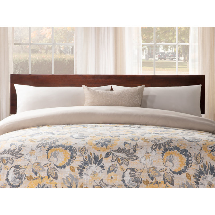 White Full Mid-Century Modern Wood Platform Bed with Headboard