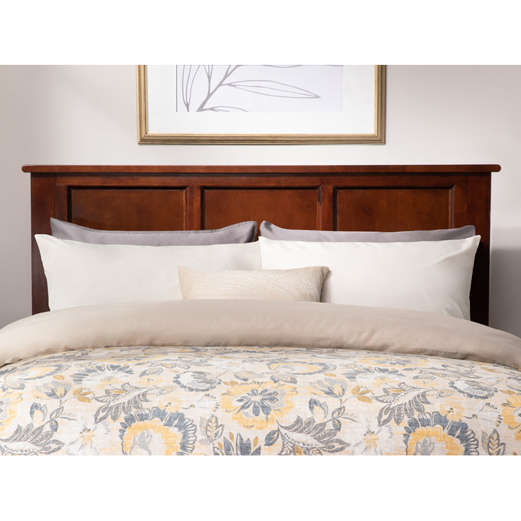 Madison Walnut Queen Wood Platform Bed with Headboard and Slats