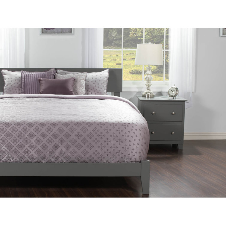 White Full Mid-Century Modern Wood Platform Bed with Headboard