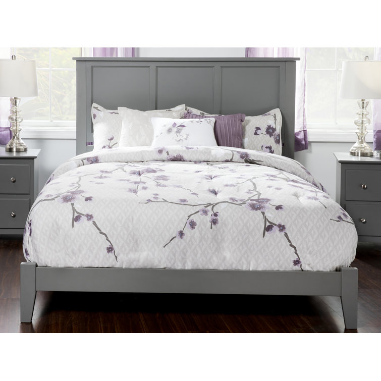 Madison Gray Queen Upholstered Wood Platform Bed with Headboard