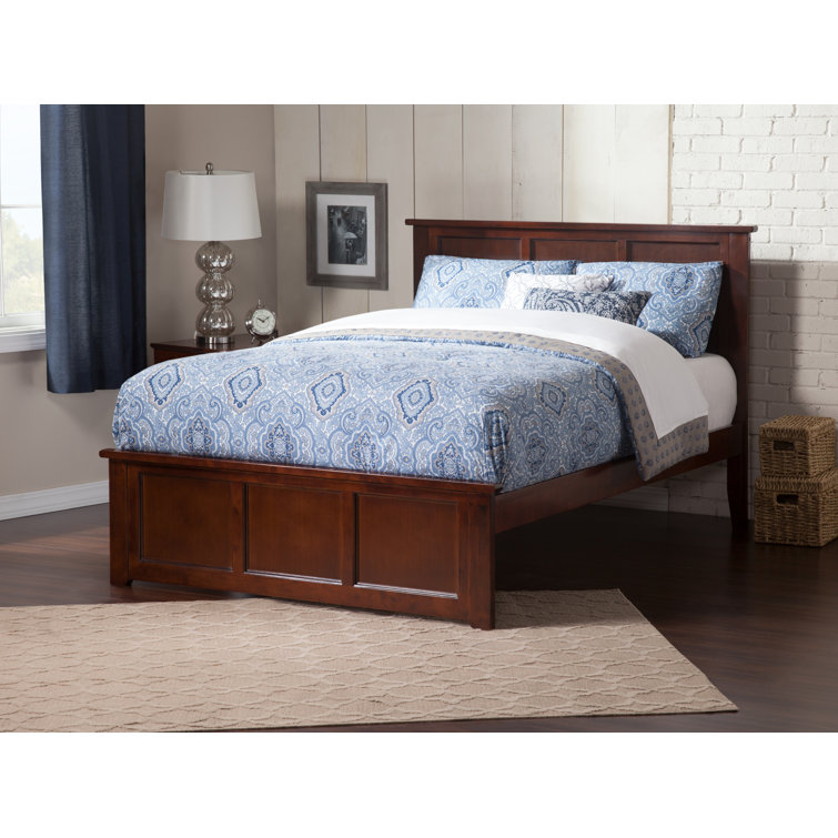 Madison Walnut Full Wood Platform Bed with Headboard