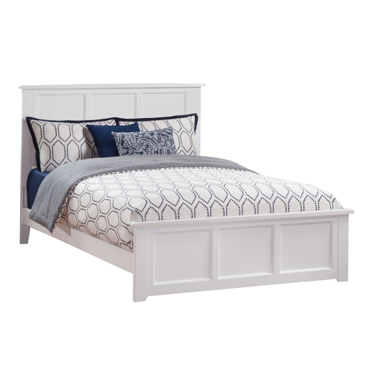 Madison White Full Wood Platform Bed with Headboard and Footboard