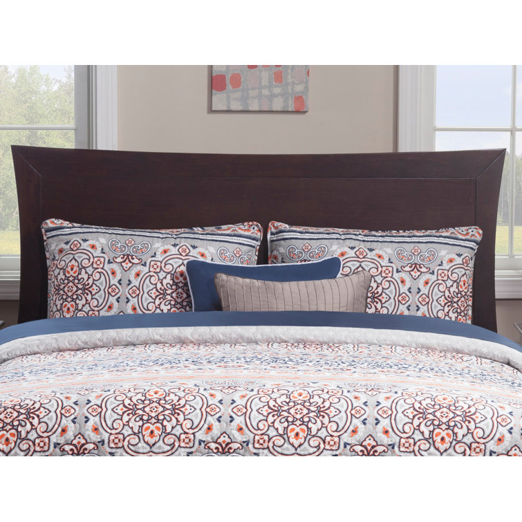 Espresso Queen Wood Platform Bed with Upholstered Headboard