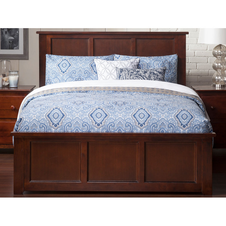 Madison Walnut Full Wood Platform Bed with Headboard