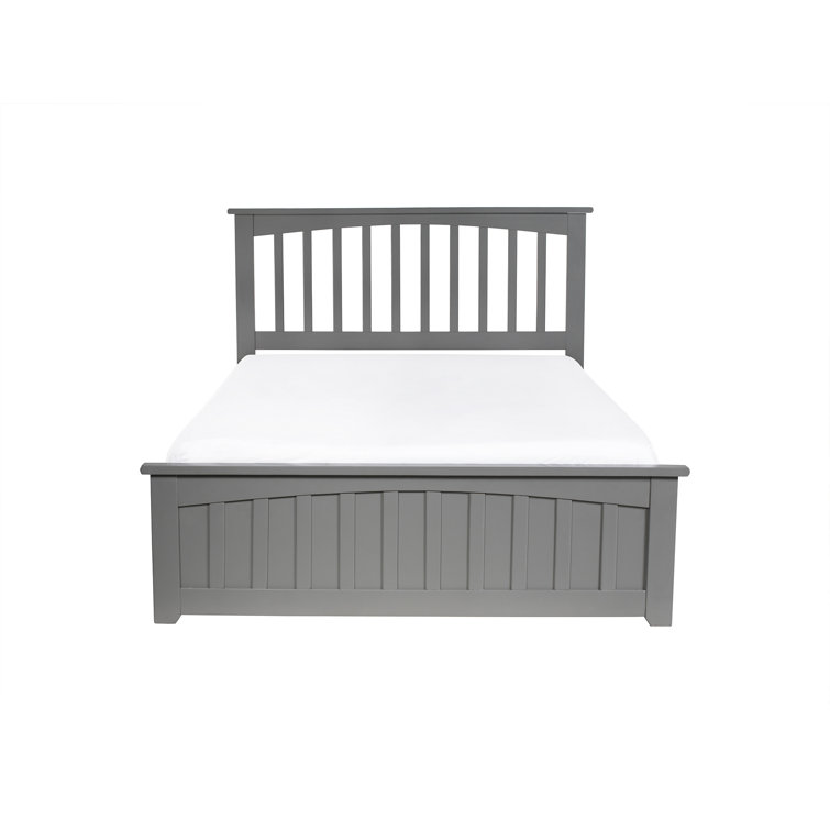 Mission Gray Full Solid Wood Platform Bed with Matching Footboard