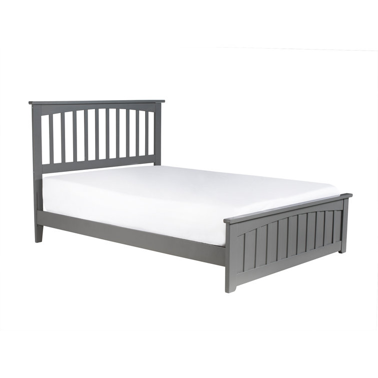 Mission Gray Full Solid Wood Platform Bed with Matching Footboard