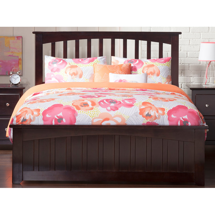 Espresso Full Mission Wood Platform Bed with Headboard