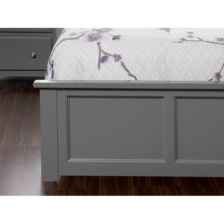 Madison Gray Queen Solid Wood Platform Bed with Headboard