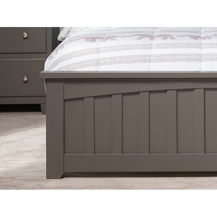 Mission Gray Full Solid Wood Platform Bed with Matching Footboard